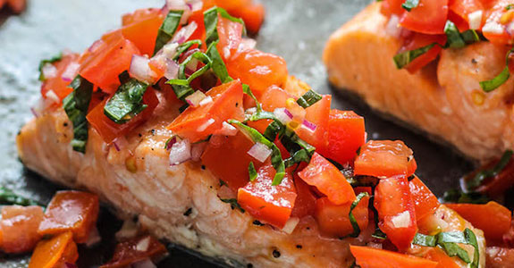 Salmon Packets with Fresh Tomato Basil Relish